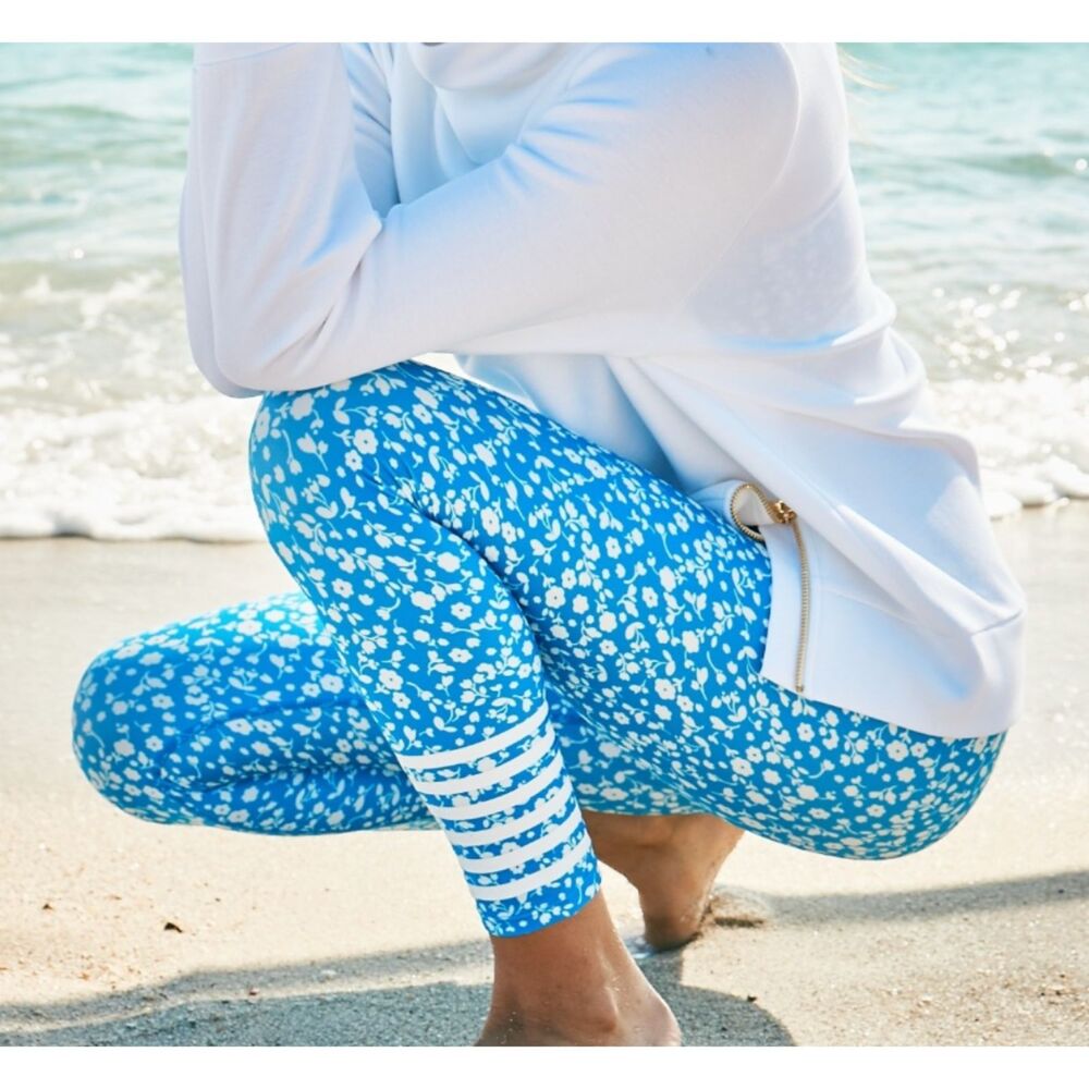 ADDISON BAY Floral Athletic Legging Blue X-Small - Picture 1 of 5